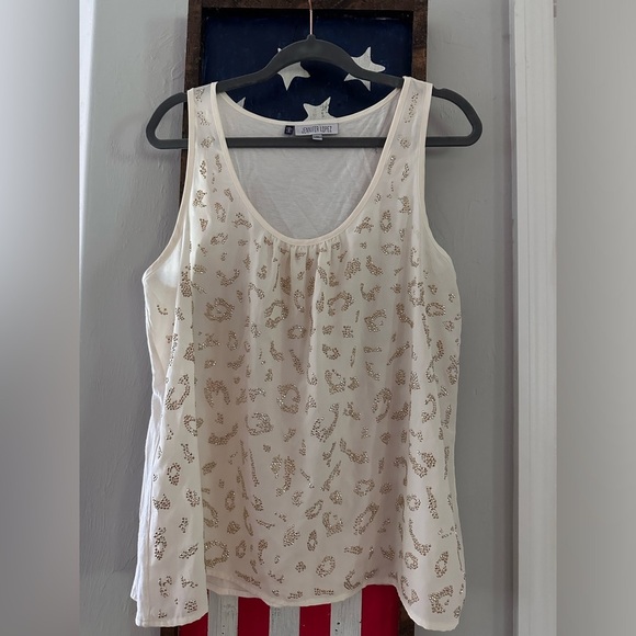 Jennifer Lopez gold beaded top - Picture 1 of 5